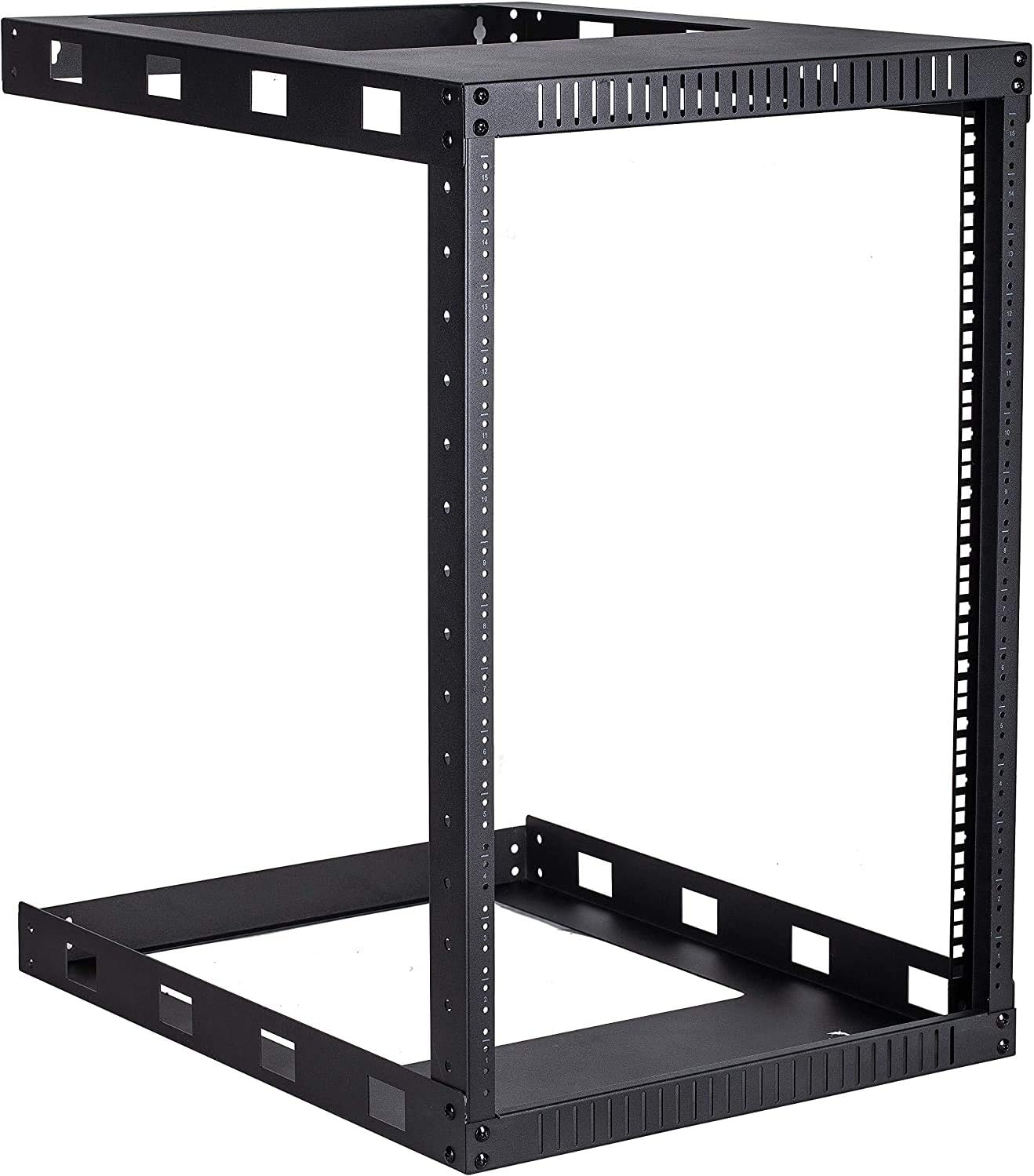 Wall Mount Rack Open Frame 19Inch Server Equipment Rack Heavy Duty Network Equipment Rack 17.75 Inch Deep Black 15U U48757