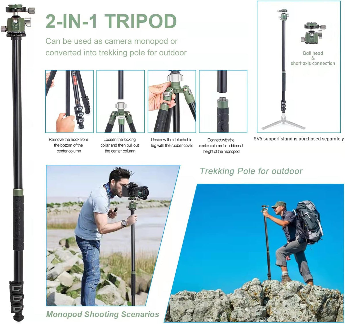Aluminium 4-Section Camera Tripod with Ball Head V256