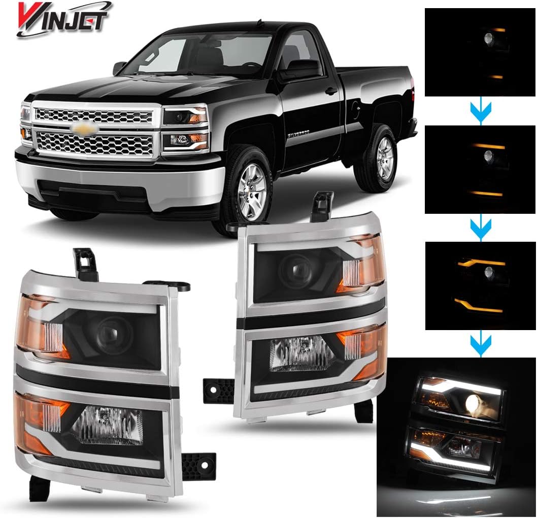 Black LED DRL Bar Projector Headlights S353