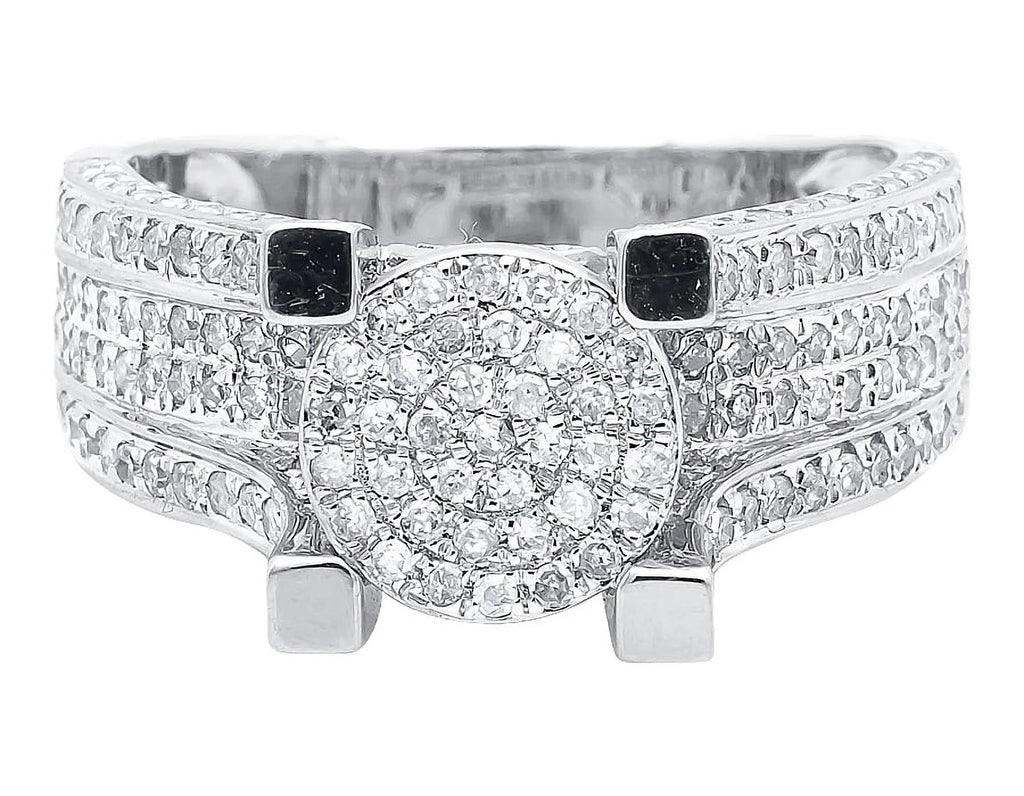 10k White Gold Ladies Round Cluster Diamond Ring O534
