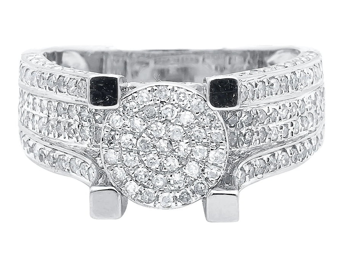 10k White Gold Ladies Round Cluster Diamond Ring O534