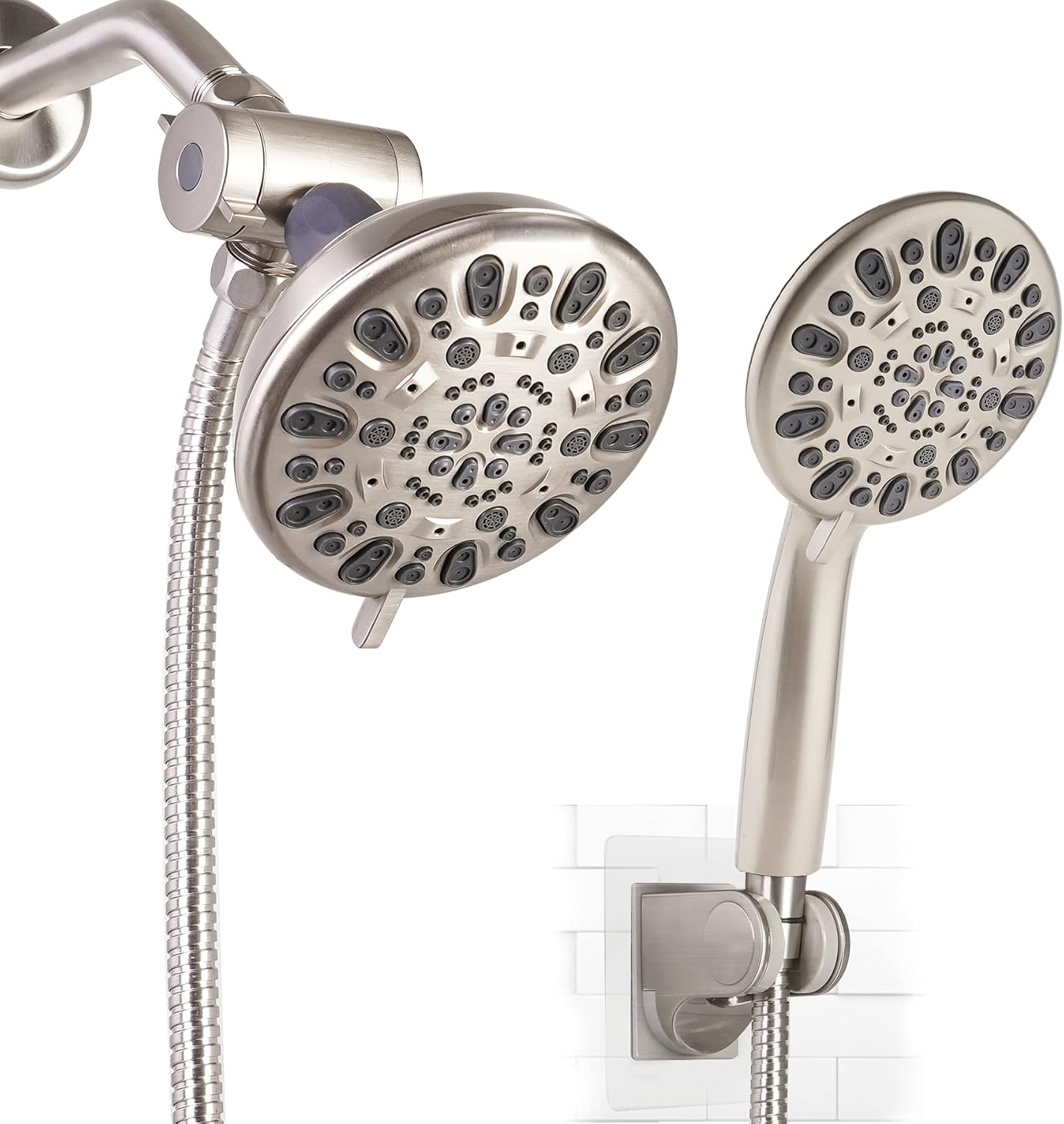 5-inch Rainfall Shower Head Combo with Handheld, 3-way Diverter, Brushed Nickel, Pack of 2 Y524