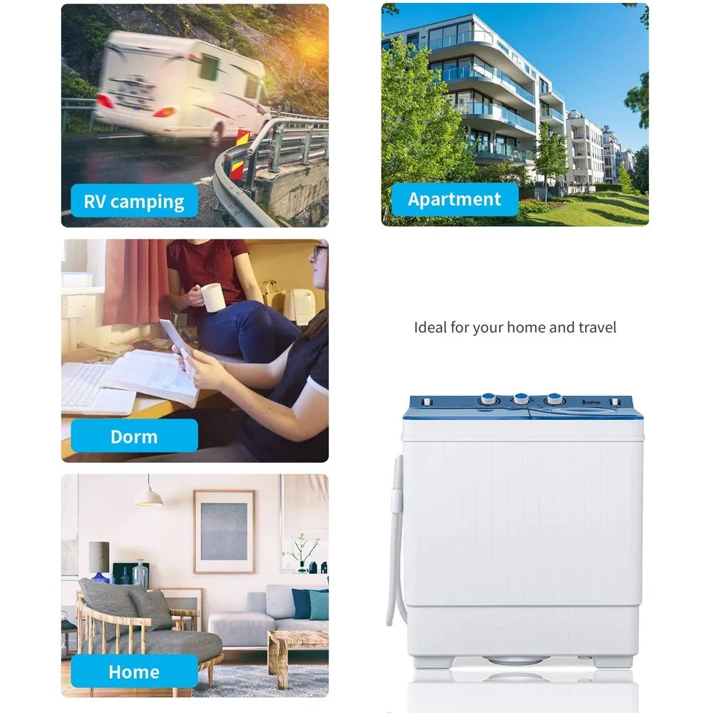 26Lbs Semi-automatic Twin Tub Washing Machine, White&Blue Y8557