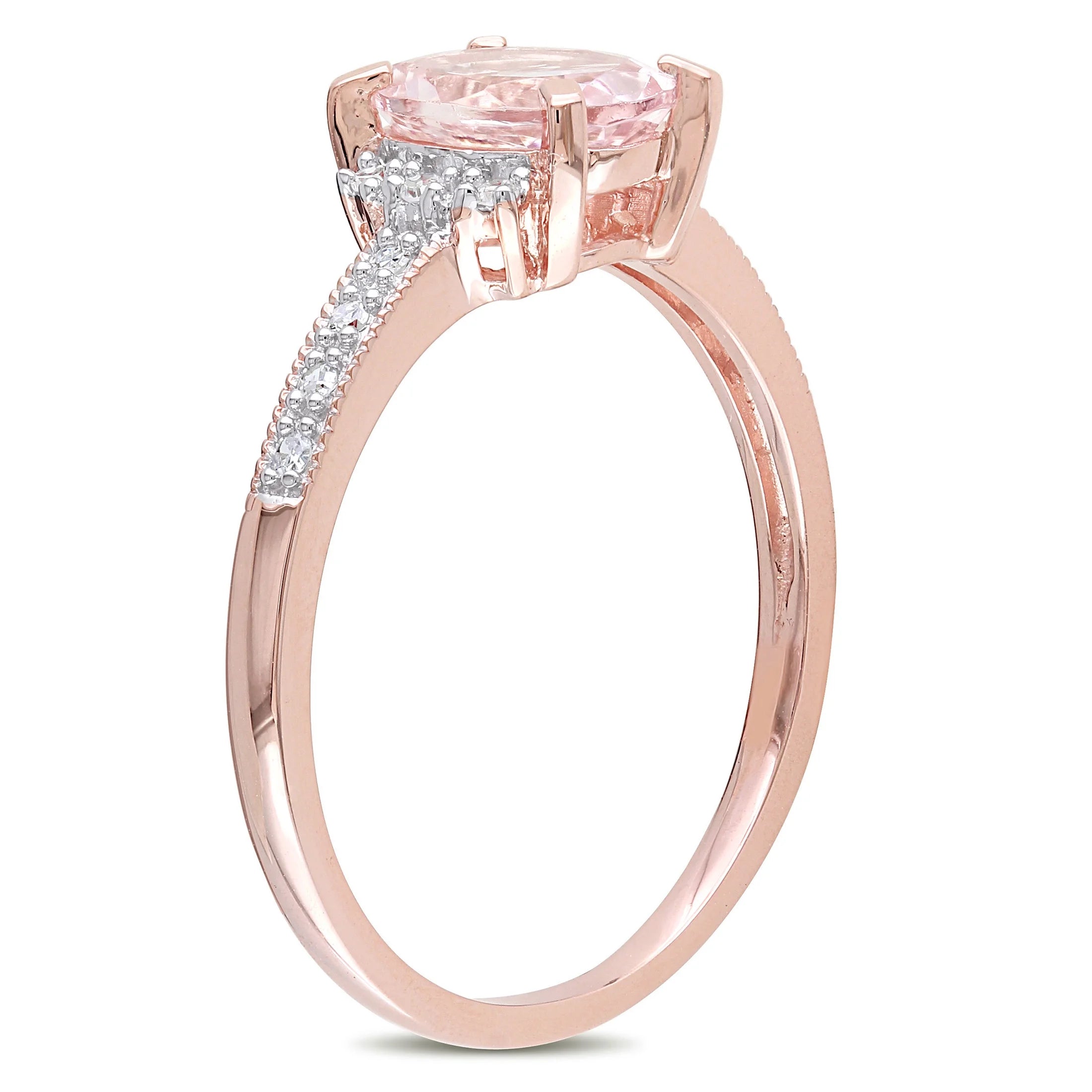 Oval-Cut Morganite and Round-Cut Diamond Accent Halo Ring I6672