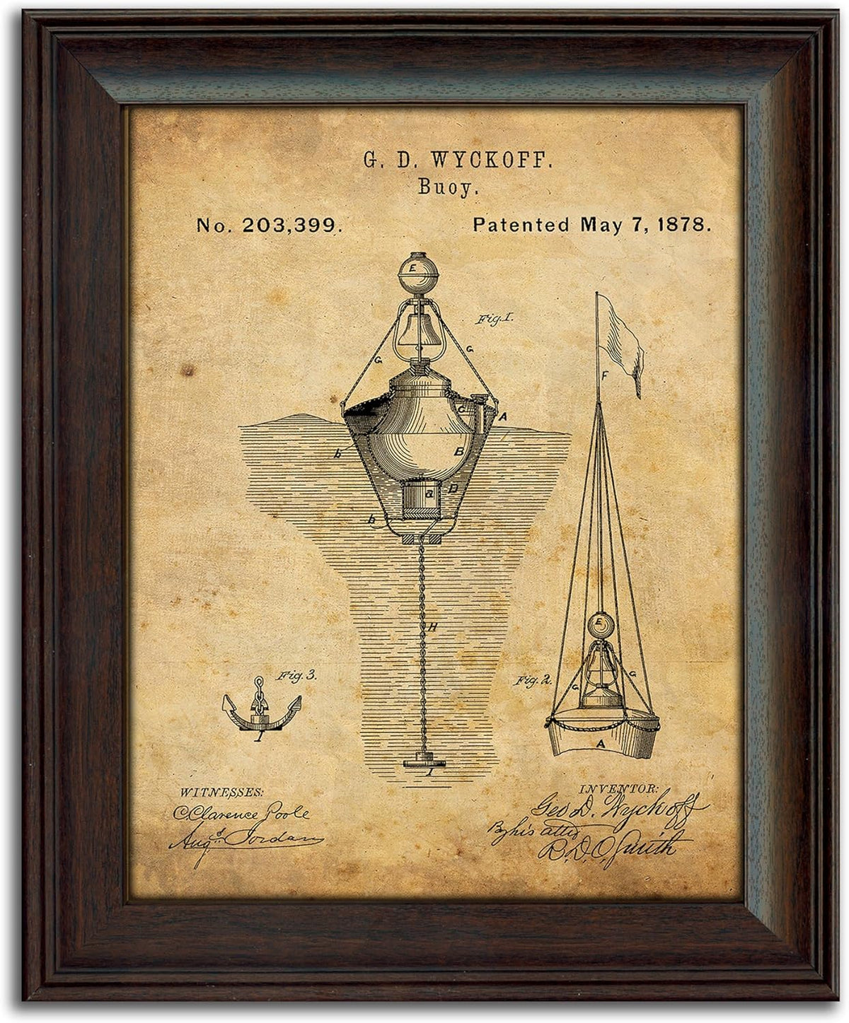 Vintage Patents Sailboat Anchor 2pc Set E4014