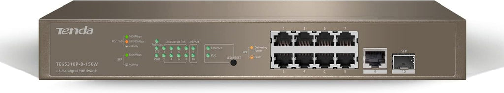 Layer-3 Managed PoE Switch with 9 PoE Ports and 1 SFP V505108