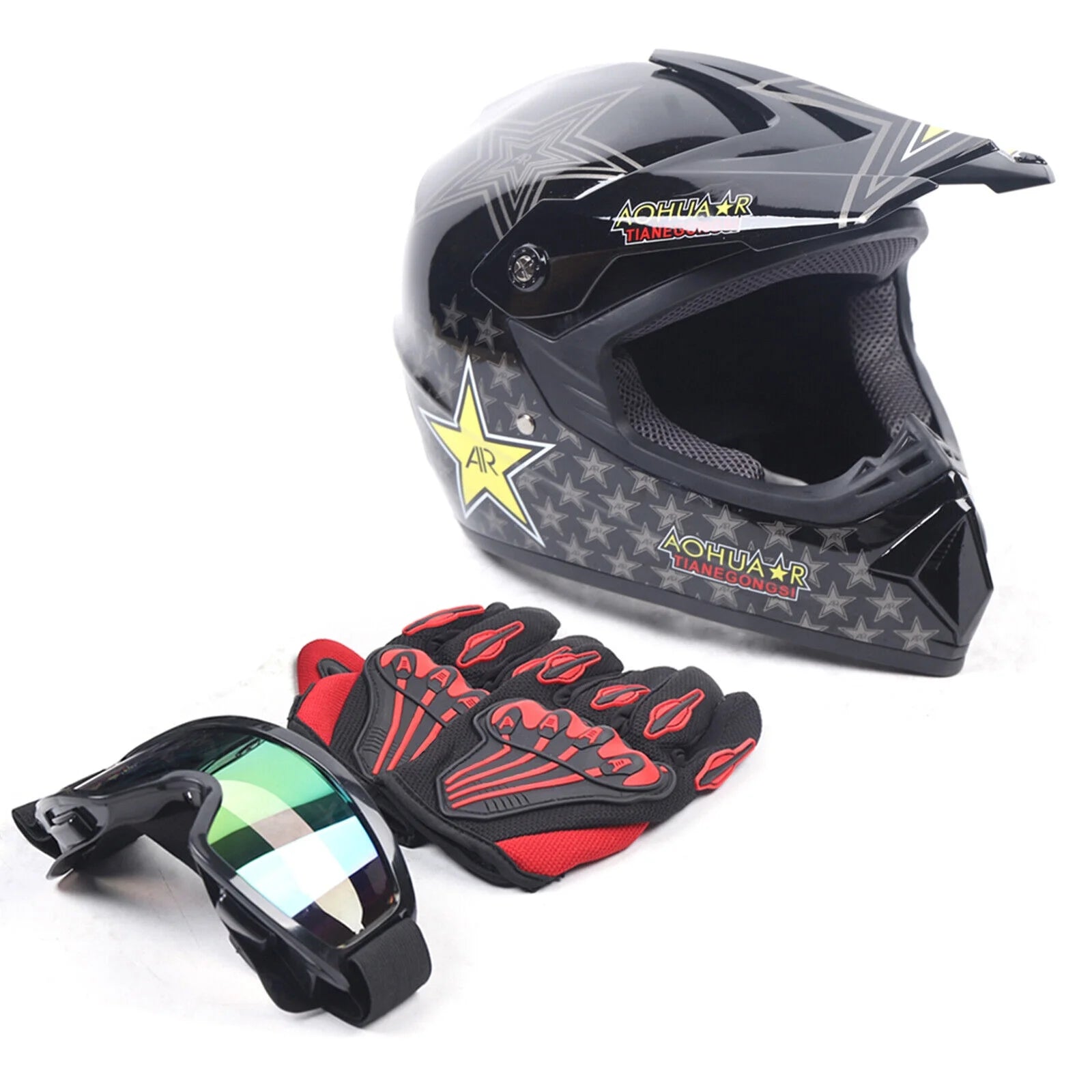 Off-Road Motorcycle Helmet with Goggles Gloves B6680