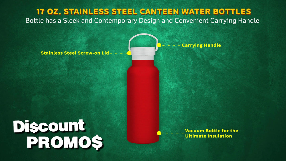 Red 17 oz Stainless Steel Canteen Water Bottles Set U491060