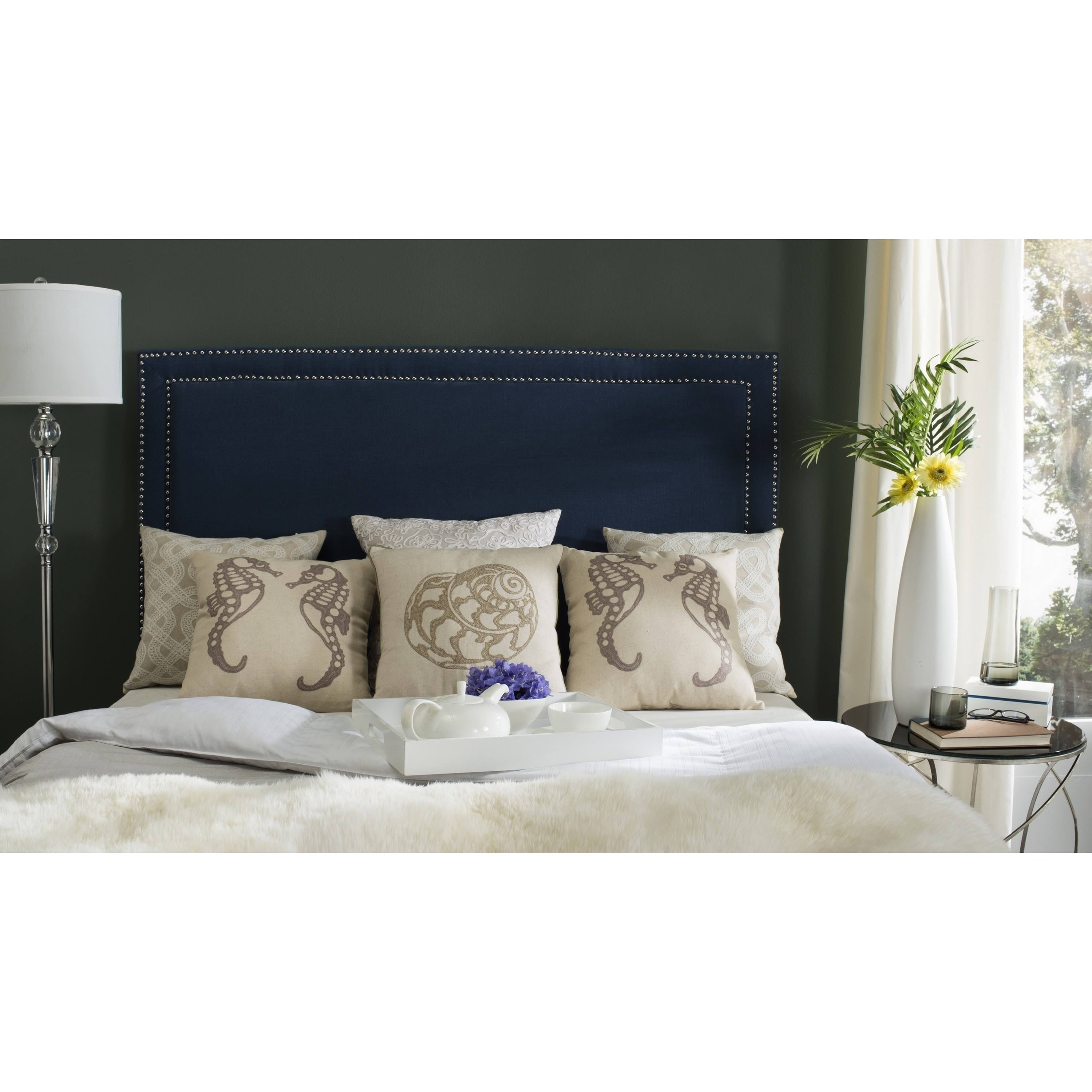Navy Full Headboard with Silver Nail Head X646542
