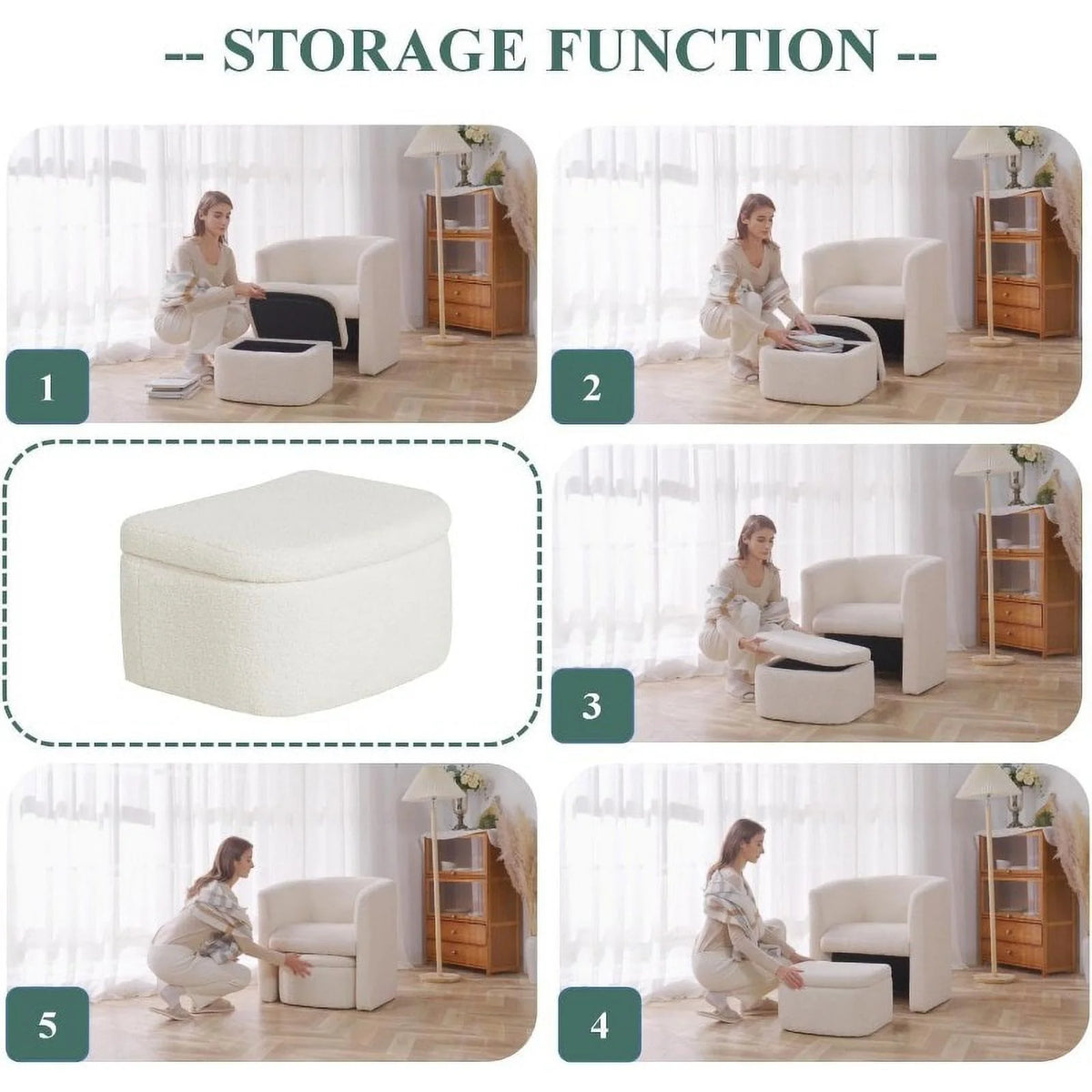 Sherpa Barrel Chair with Storage Ottoman T864167