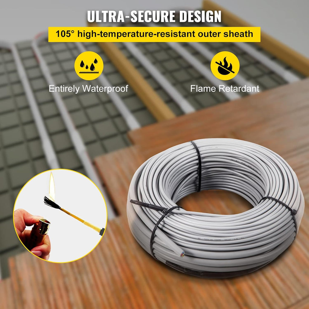 75 Square Feet Floor Heating Cable with Temperature Control Panel N986242