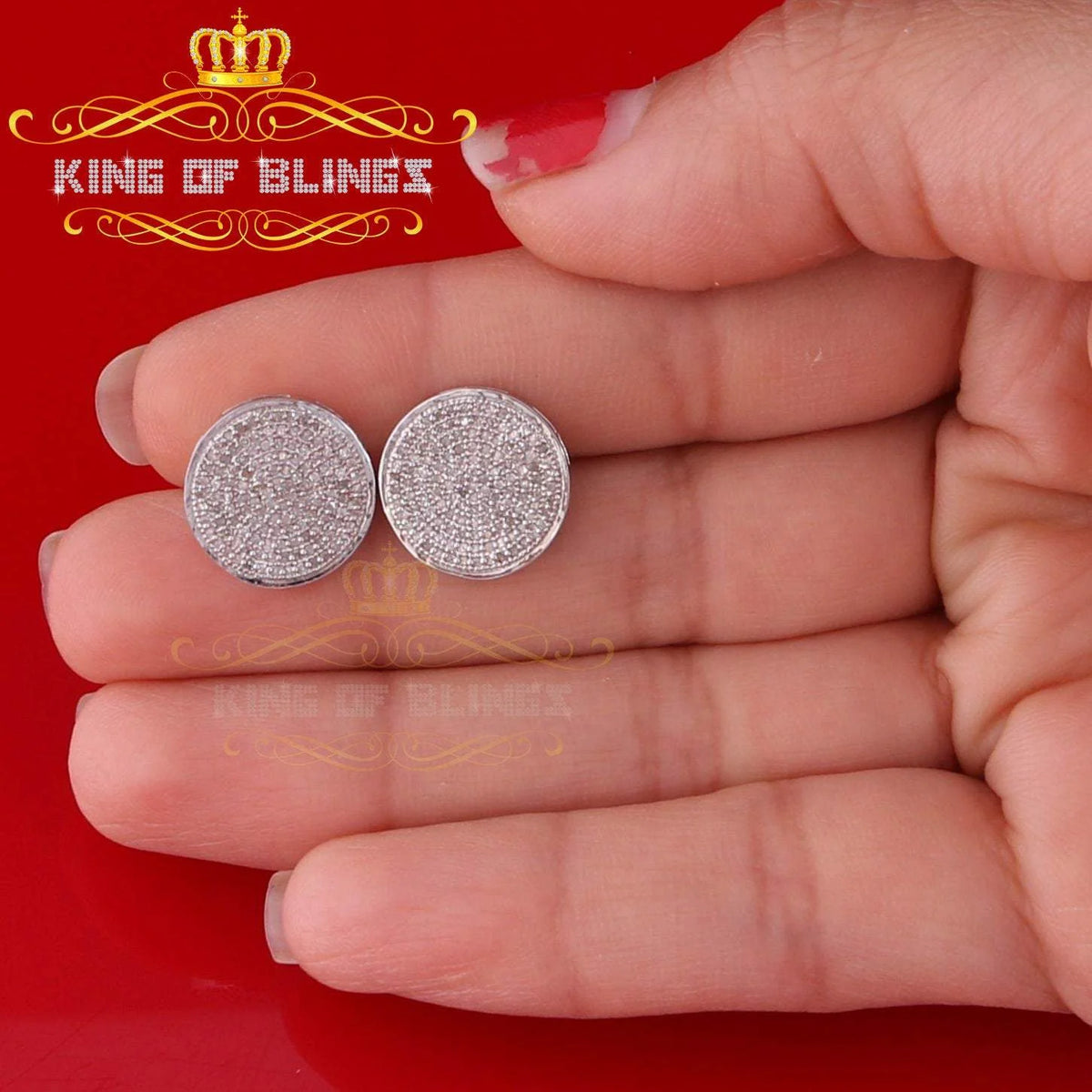925 Sterling Silver White Hip Hop Stud Earrings P9503