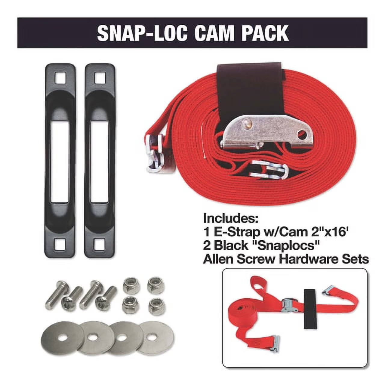 Tie Down Strap Kit, Cam Buckle, Poly, 16ft. Y57155