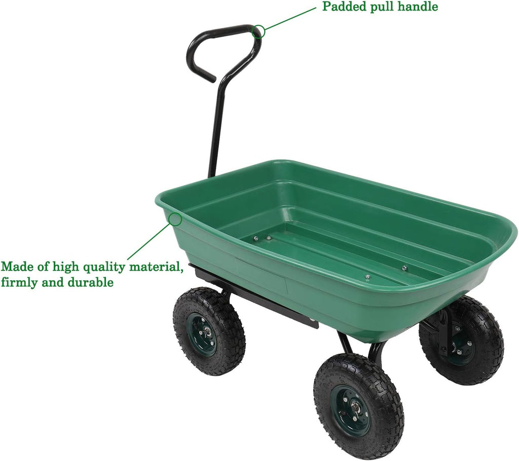 Heavy-Duty Wagon Garden Dump Cart with 10" Big Wheel, 550-Pound Capacity V335854