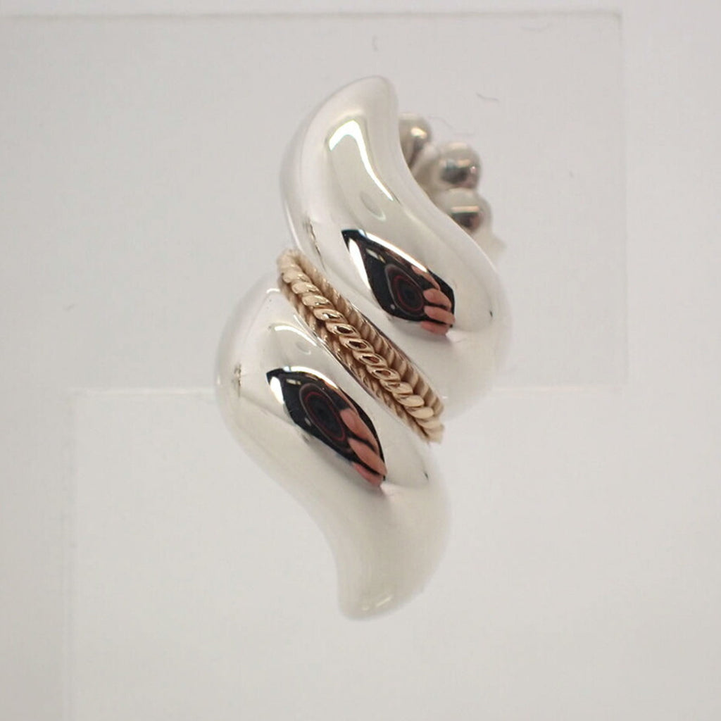 925 585 Shell Twist Combination Earrings D8114