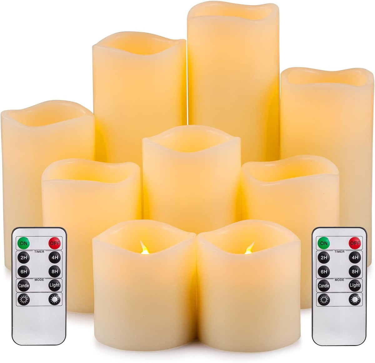 Flameless LED Pillar Candle Set of 9 with Remote Control Timer M767299