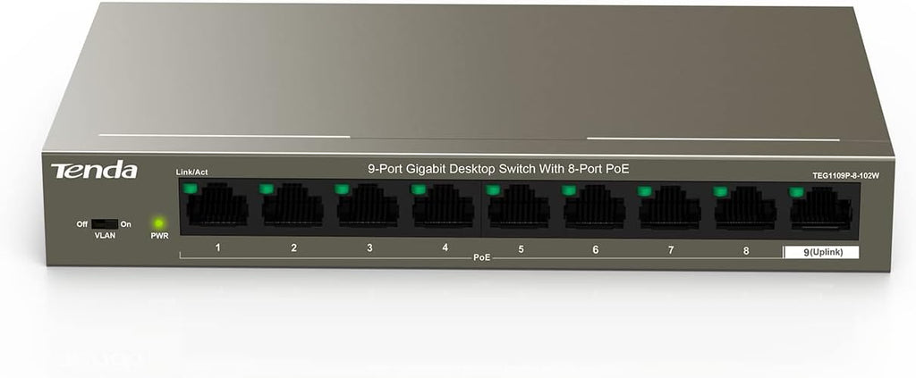 Layer-3 Managed PoE Switch with 9 PoE Ports and 1 SFP V505108