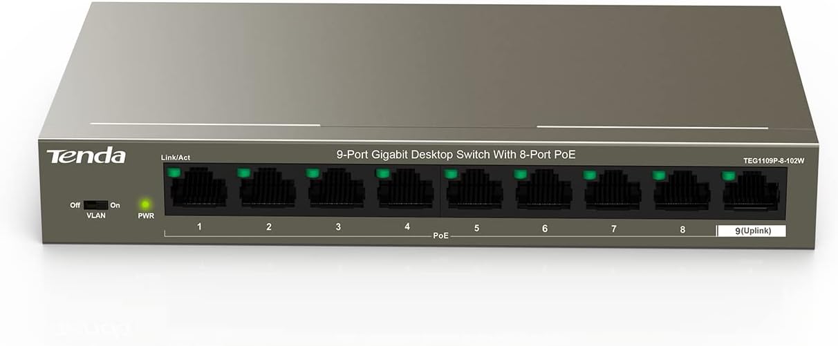 Layer-3 Managed PoE Switch with 9 PoE Ports and 1 SFP V505108
