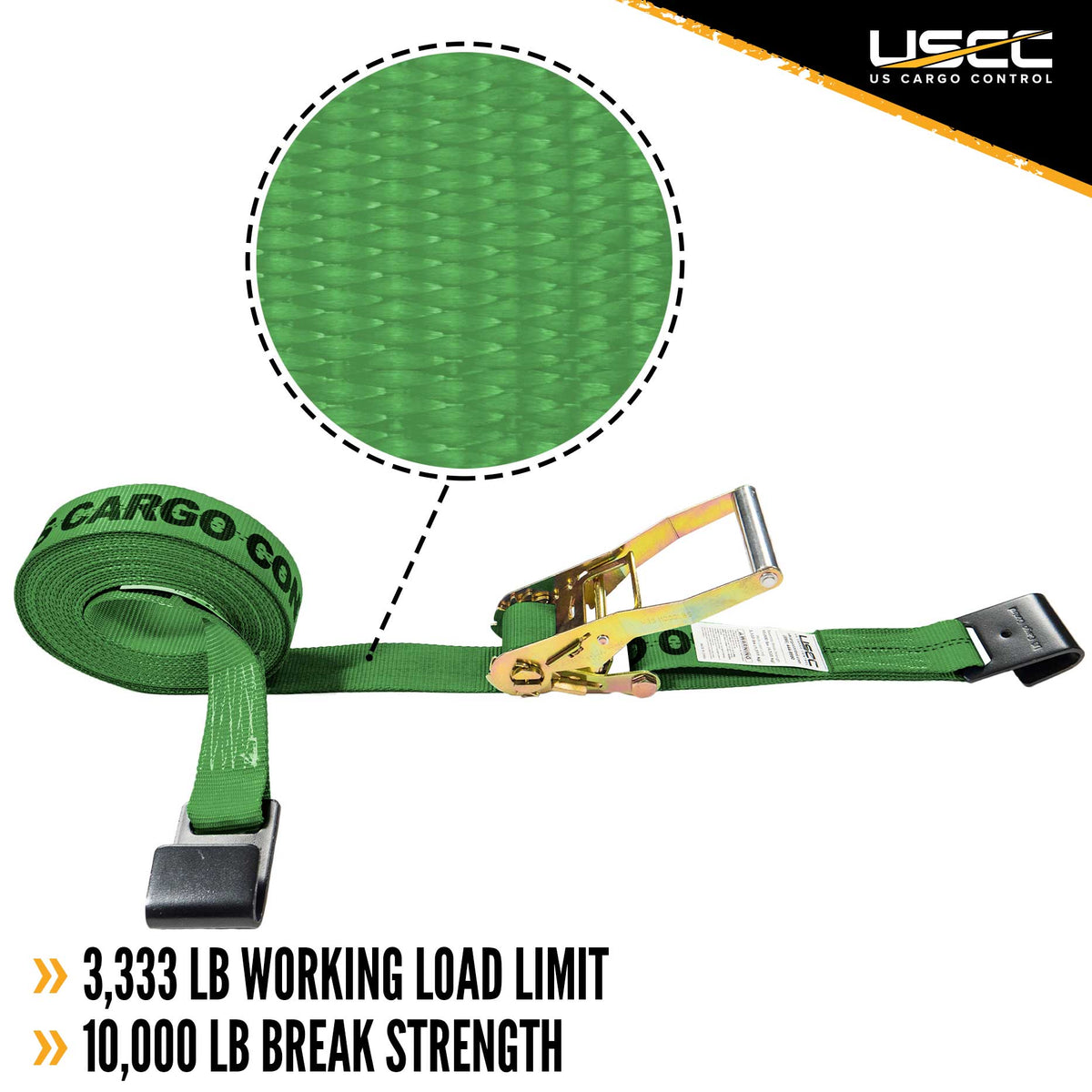 Green Ratchet Strap with Black Flat Hook L86261