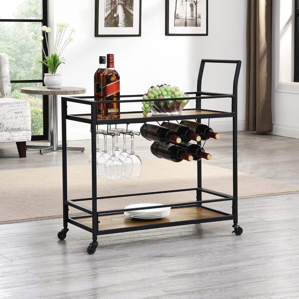 Black Bar Cart with Glass N660906
