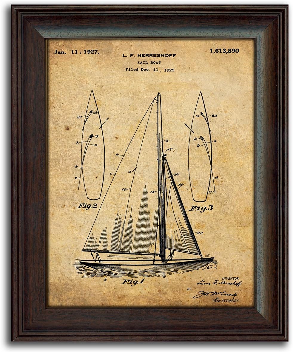 Vintage Patents Sailboat Anchor 2pc Set E4014
