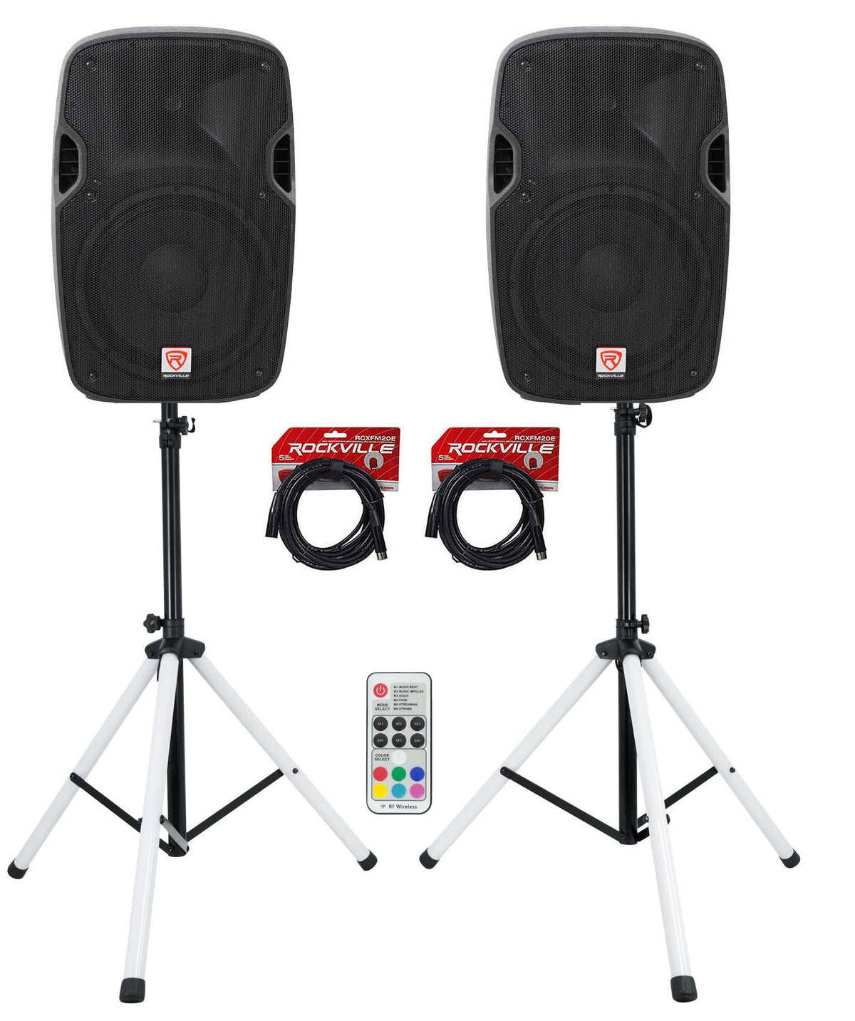 12x22 Passive 1200W DJ PA Speakers with Stands and Cables V63117