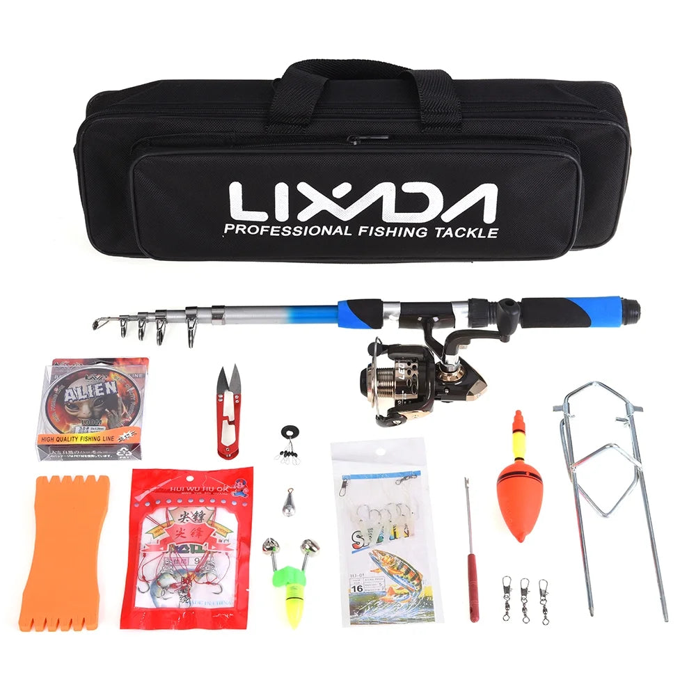 Telescopic Fiberglass Sea Fishing Rod Combo with Spinning Reel and Tackle Set H7449