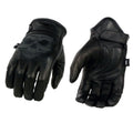 Black Leather Motorcycle Hand Gloves with Gel Padded Palm 2X-Large S284