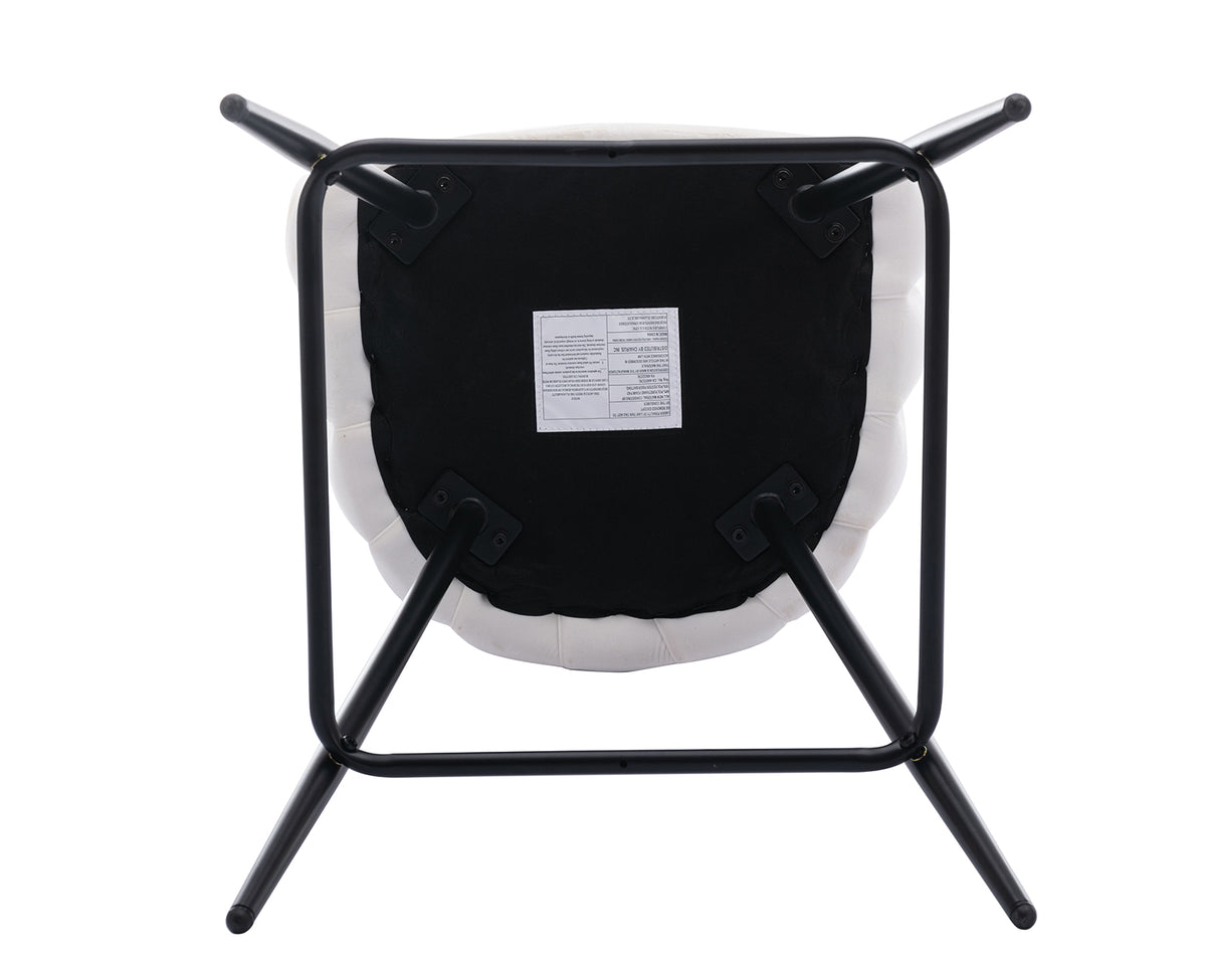 White Velvet Bar Stools Set of 2 with Metal Legs O7712