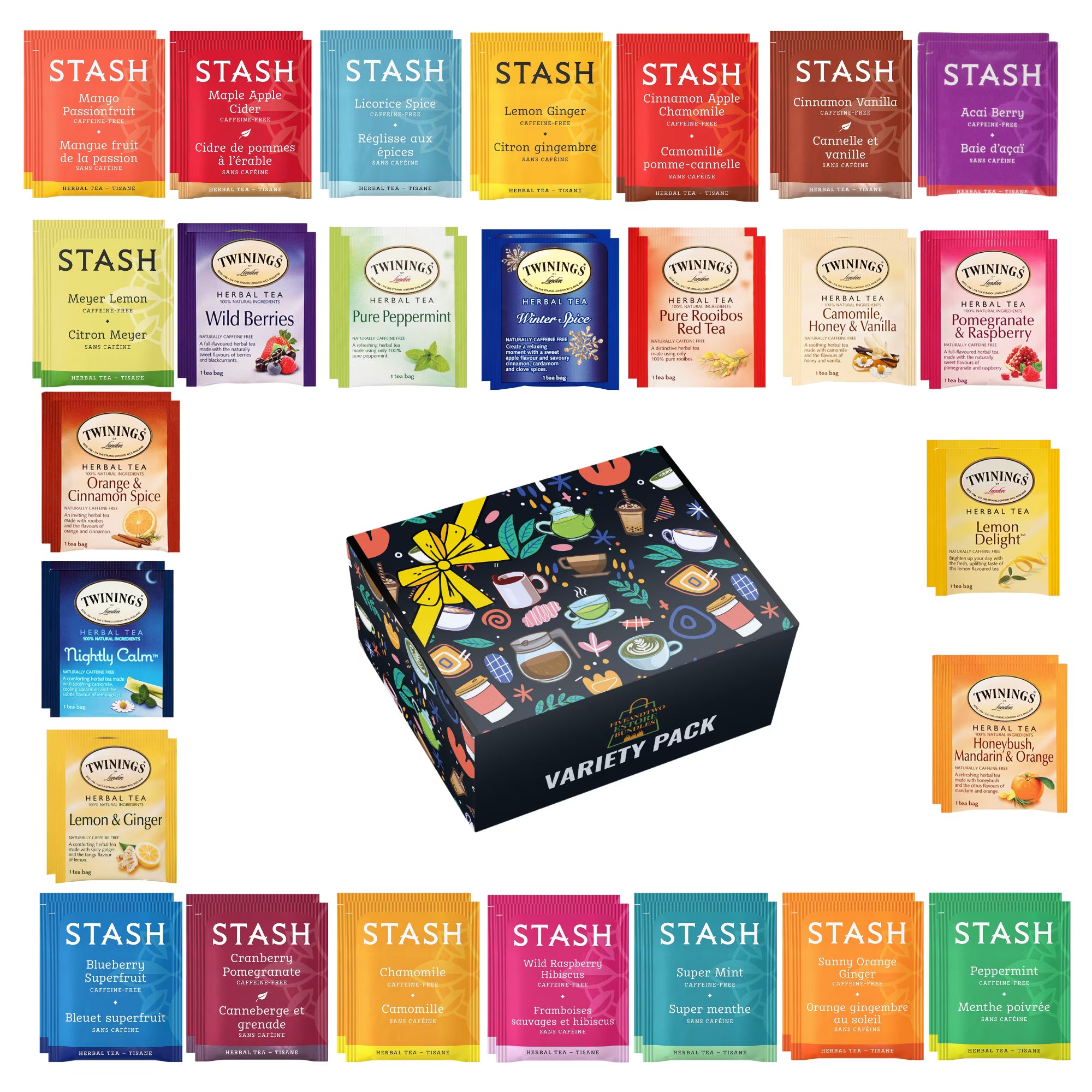 Caffeine Free Herbal Tea Variety Pack, 26 Flavors, 52 pcs Y251712