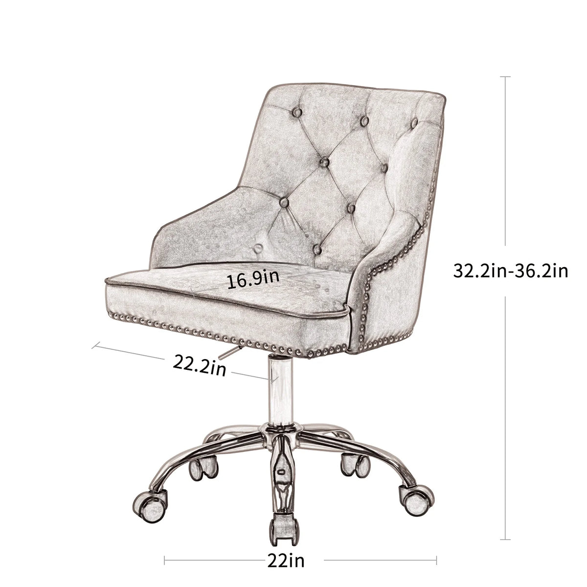 Velvet Vanity Chair with Tufted Button, Swivel Height-Adjustable Seat M853