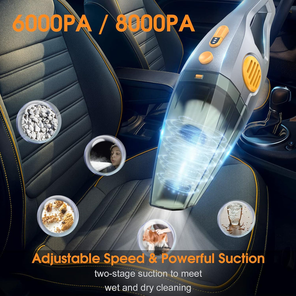 Cordless Rechargeable Mini Handheld Car Vacuum Cleaner Wet Dry 120W 8000Pa Adjustable Speed U936353