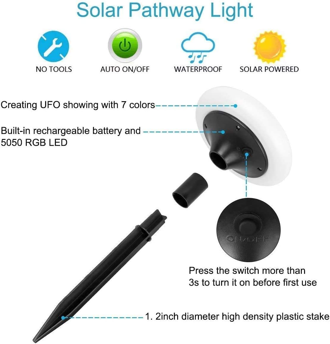 7 Color Solar Pathway Lights (4Pack) O7551