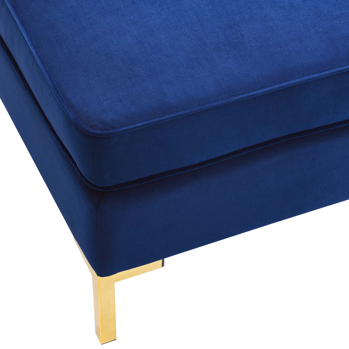 Blue Navy Velvet Accent Chair Ottoman O75379