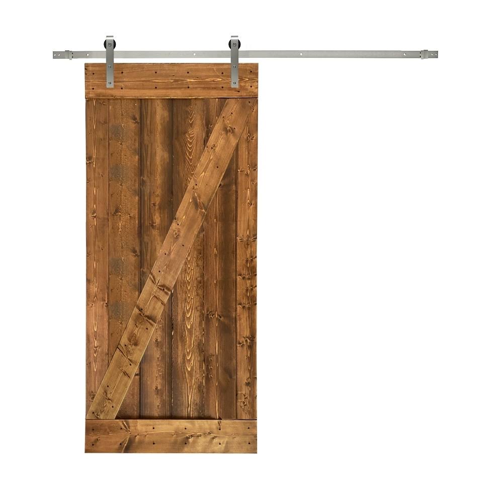 White Stained Wood Interior Sliding Barn Door with Hardware Kit U158