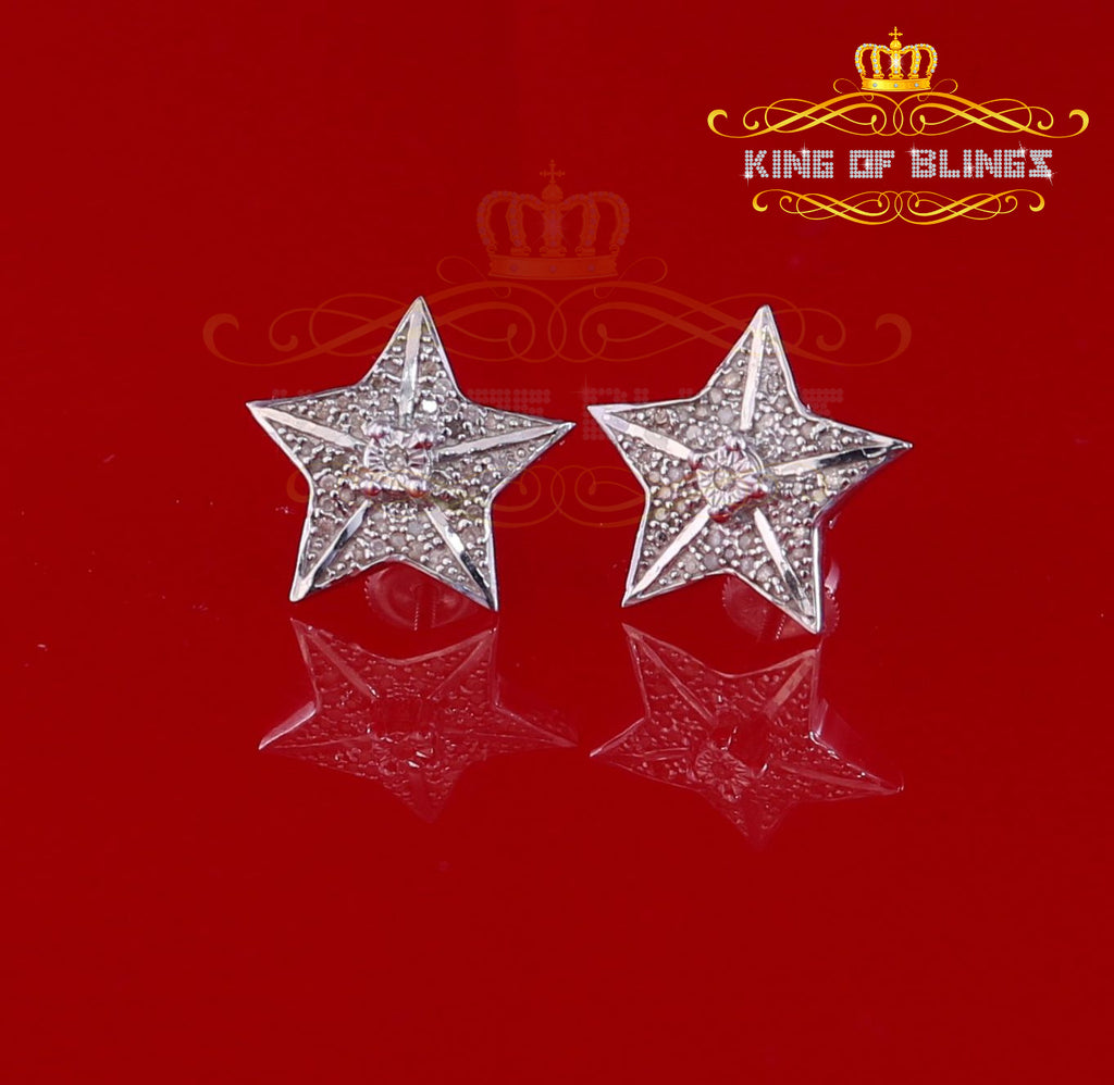 925 Sterling Silver Diamond Stud Star Earrings S8284