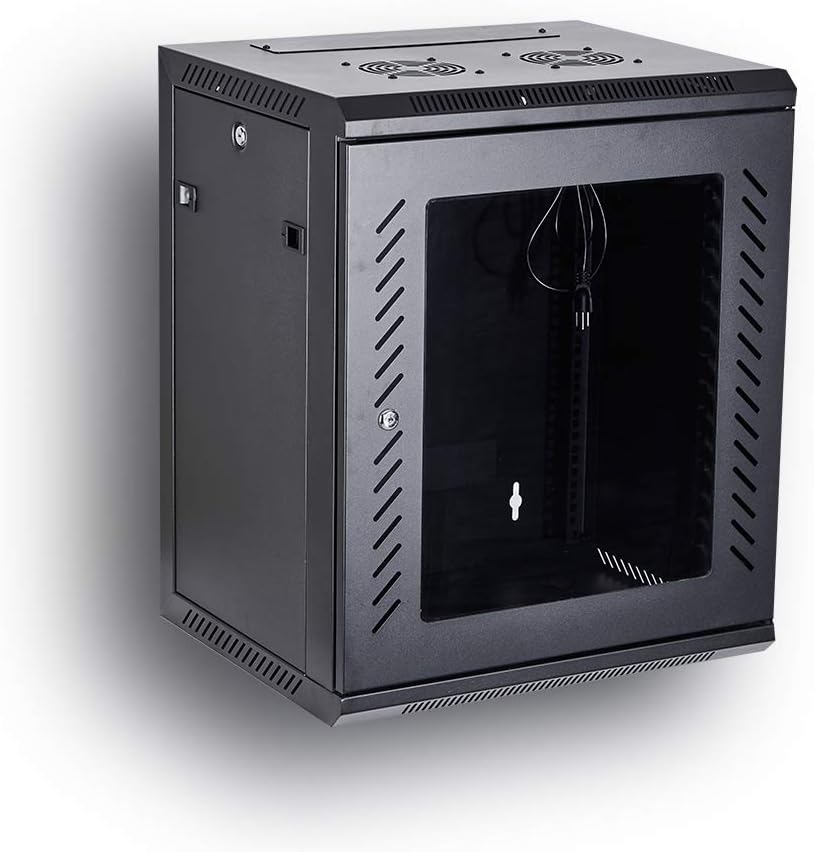 12U Wall Mount Rack Server Cabinet with Locking Glass Door E3038