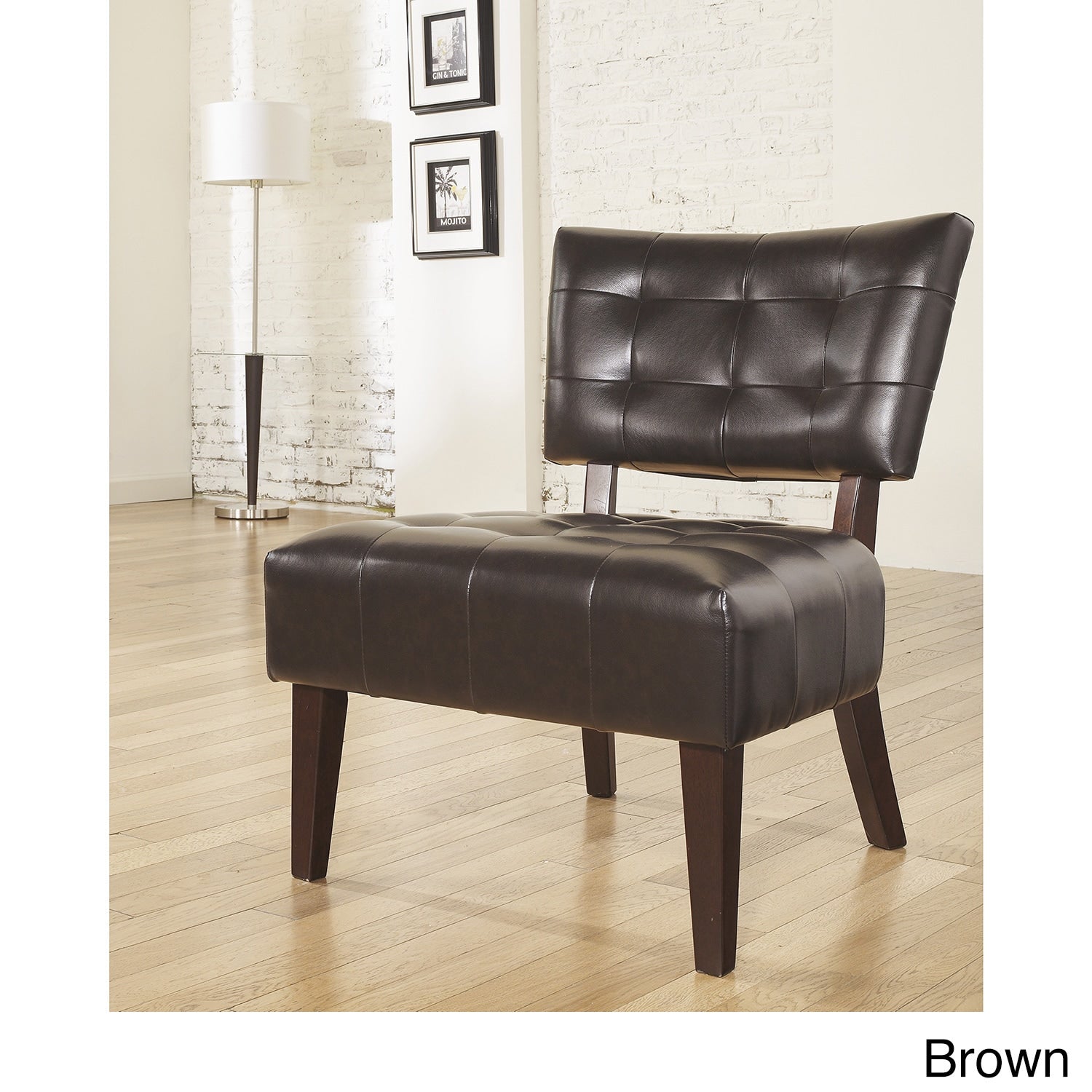 Brown Tufted Slipper Chair E58164