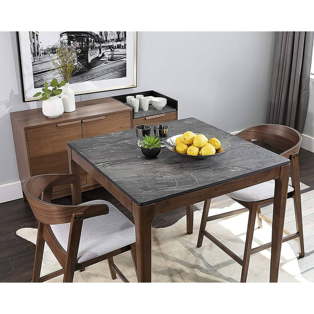 Wood Counter Table Set with 2 Counter Stools in Light Gray D69153