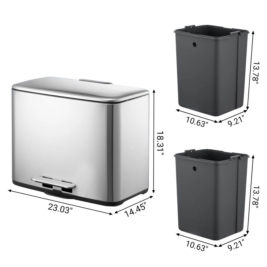 9.5 Gallon Dual Compartment Step-On Kitchen Trash Can U5544
