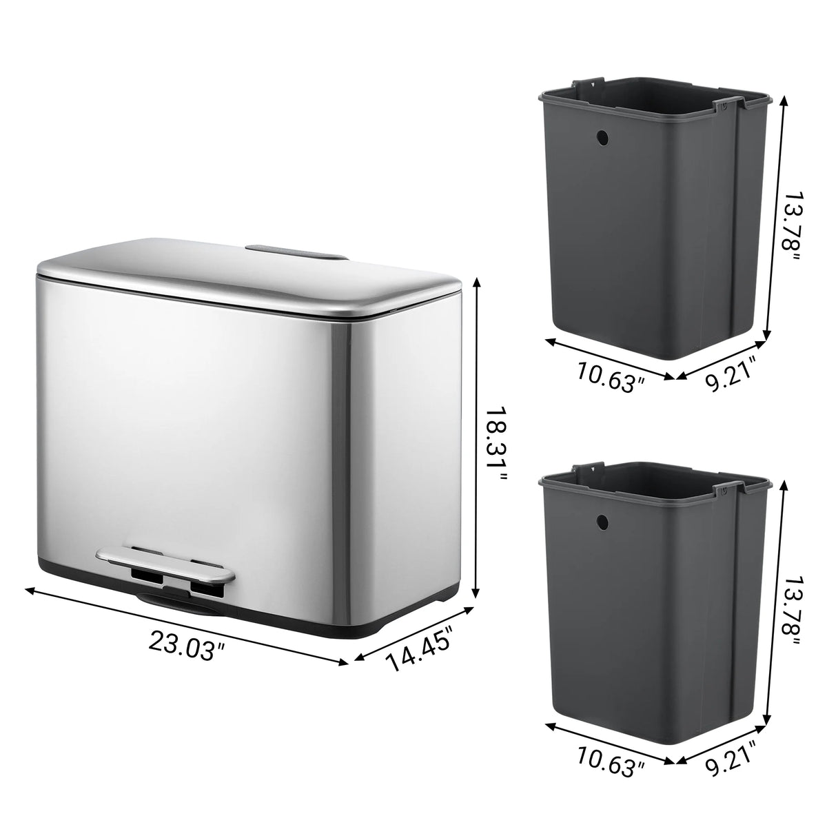 9.5 Gallon Dual Compartment Step-On Kitchen Trash Can U5544