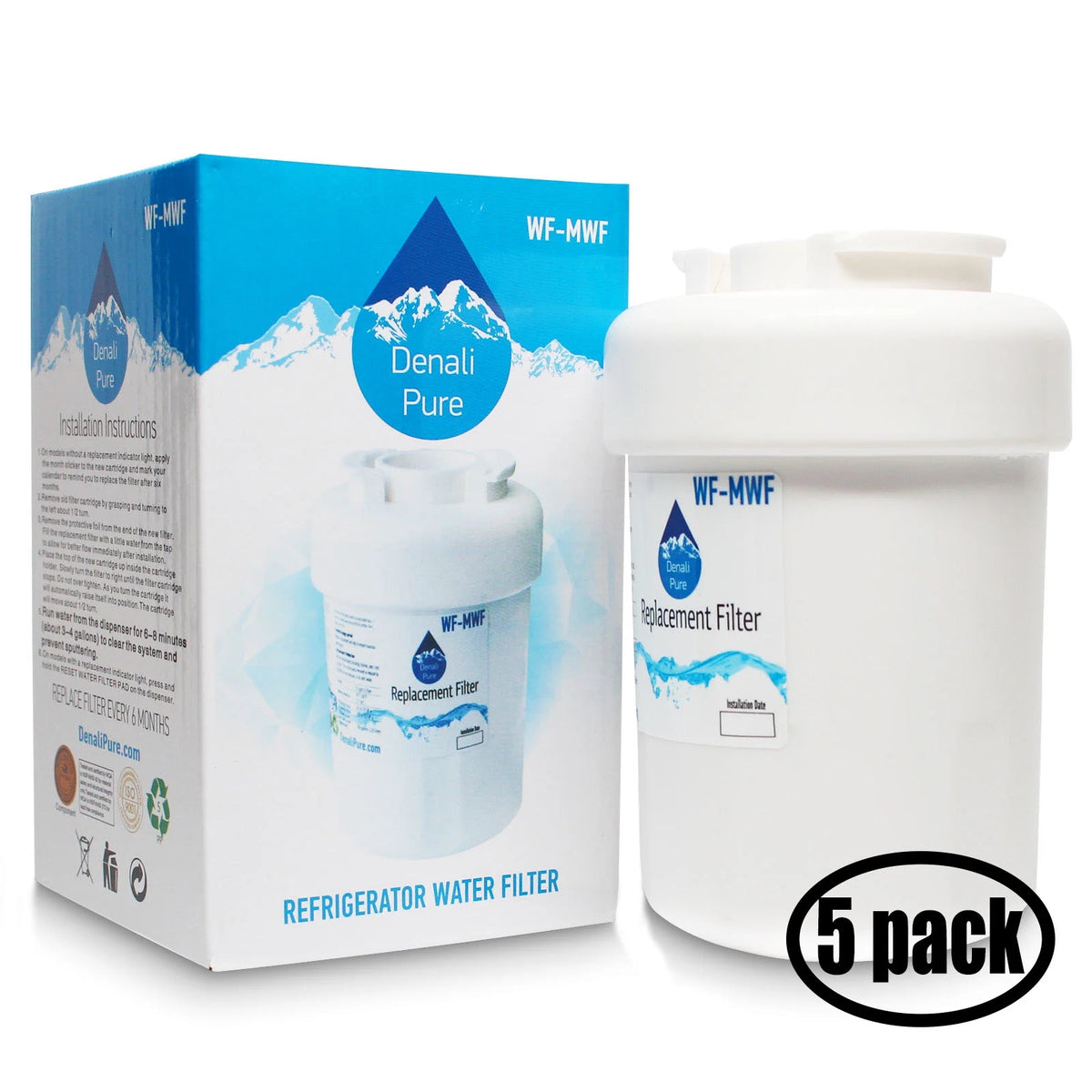 5-Pack Replacement Refrigerator Water Filter Cartridge E895113