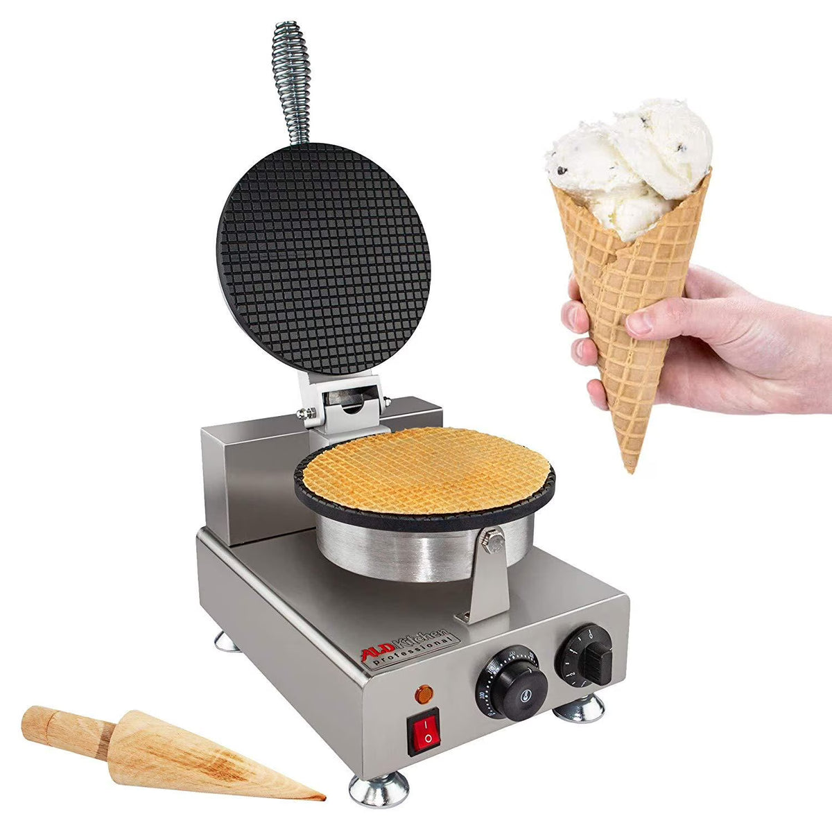 Commercial Electric Stainless Steel Waffle Cone Maker V46884