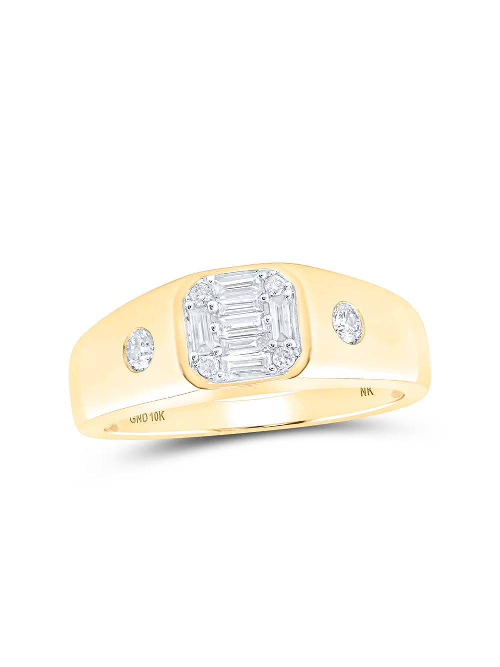 10kt Yellow Gold Mens Baguette Diamond Band Ring 3/8 Cttw Q20729