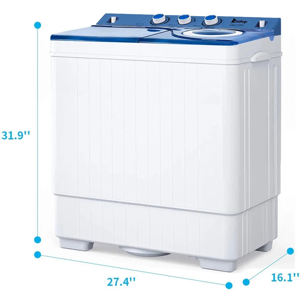 26Lbs Semi-automatic Twin Tub Washing Machine, White&Blue Y8557