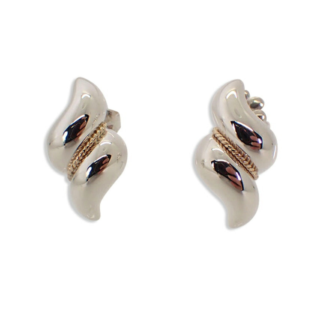 925 585 Shell Twist Combination Earrings D8114