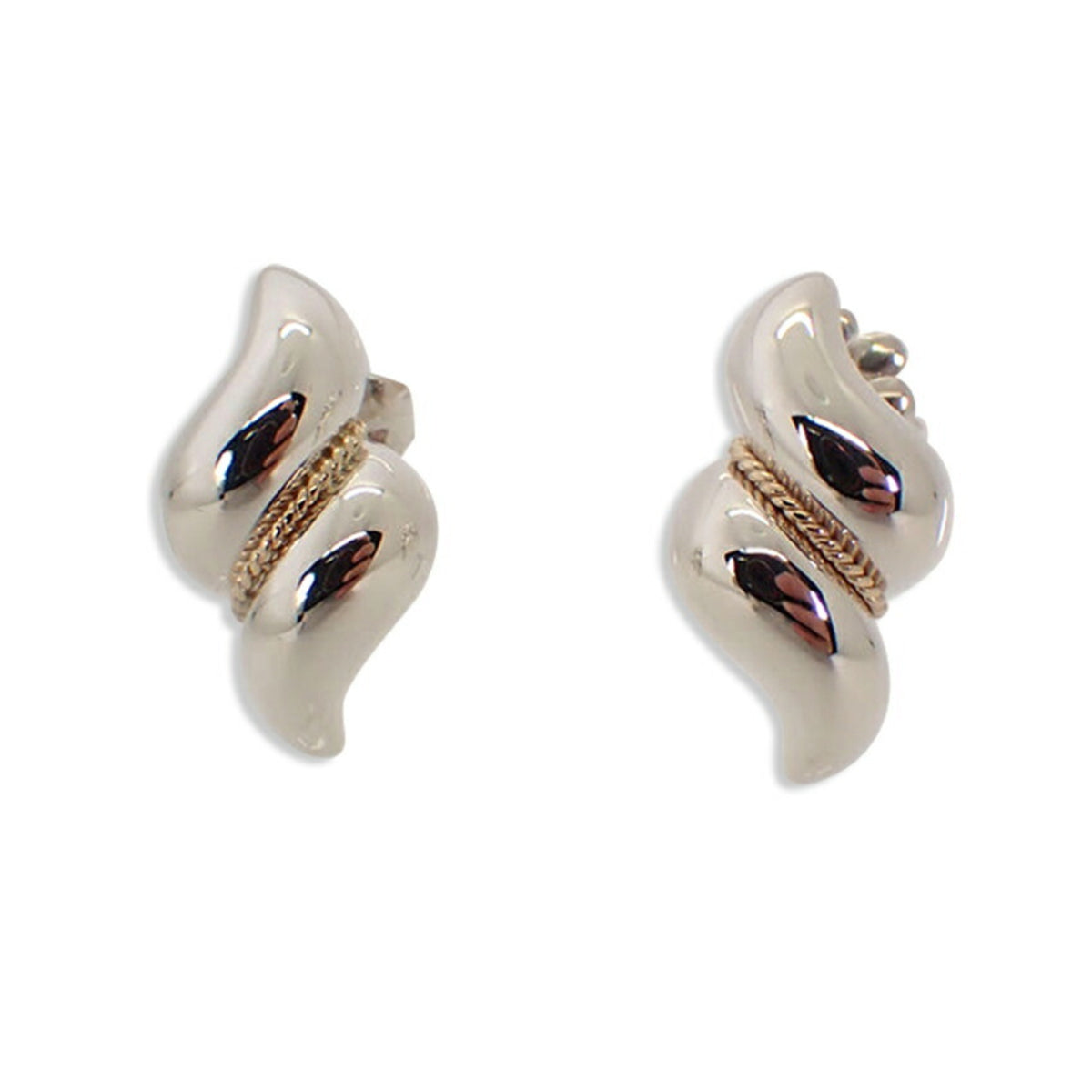 925 585 Shell Twist Combination Earrings D8114