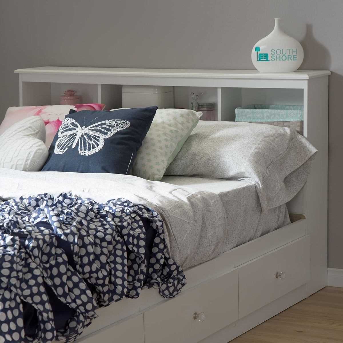 Pure White Bookcase Headboard U70459