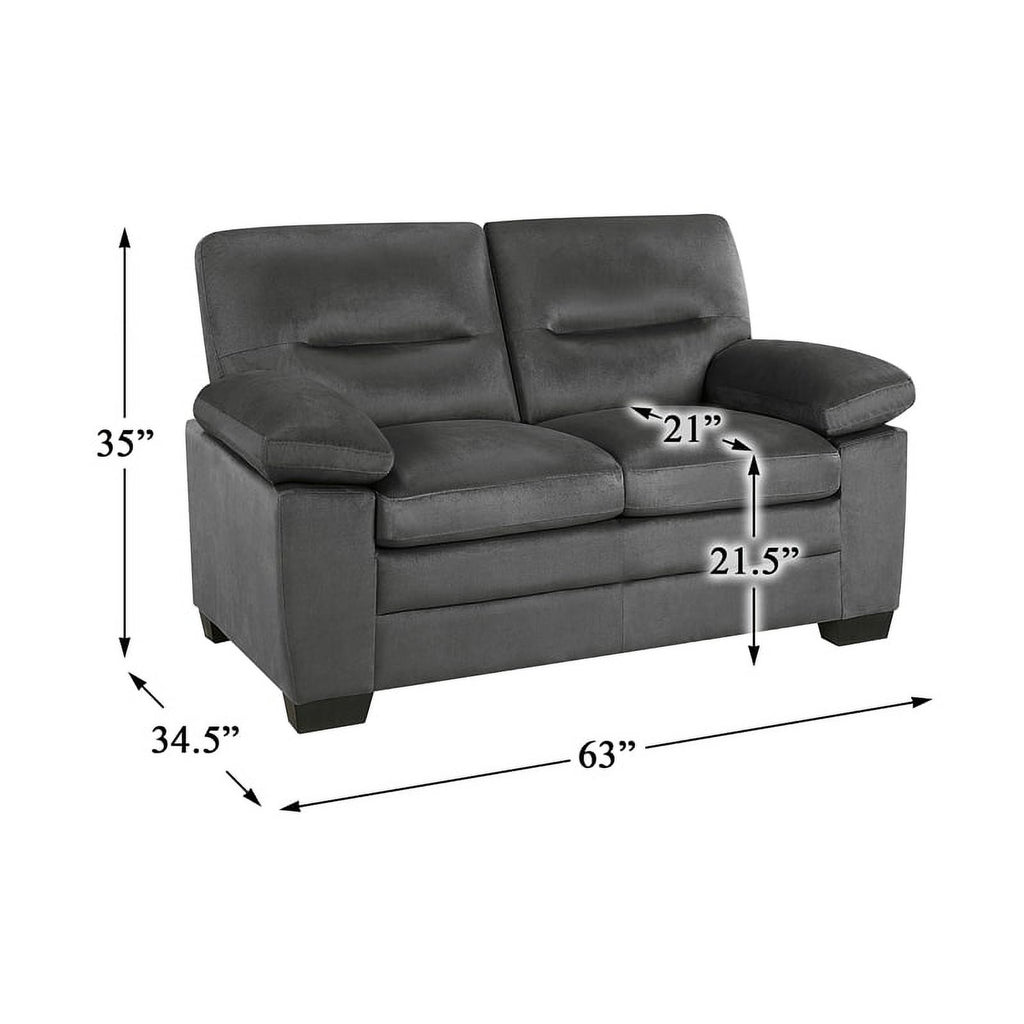 Dark Gray Textured Fabric 2-Piece Upholstered Sofa Set I624083