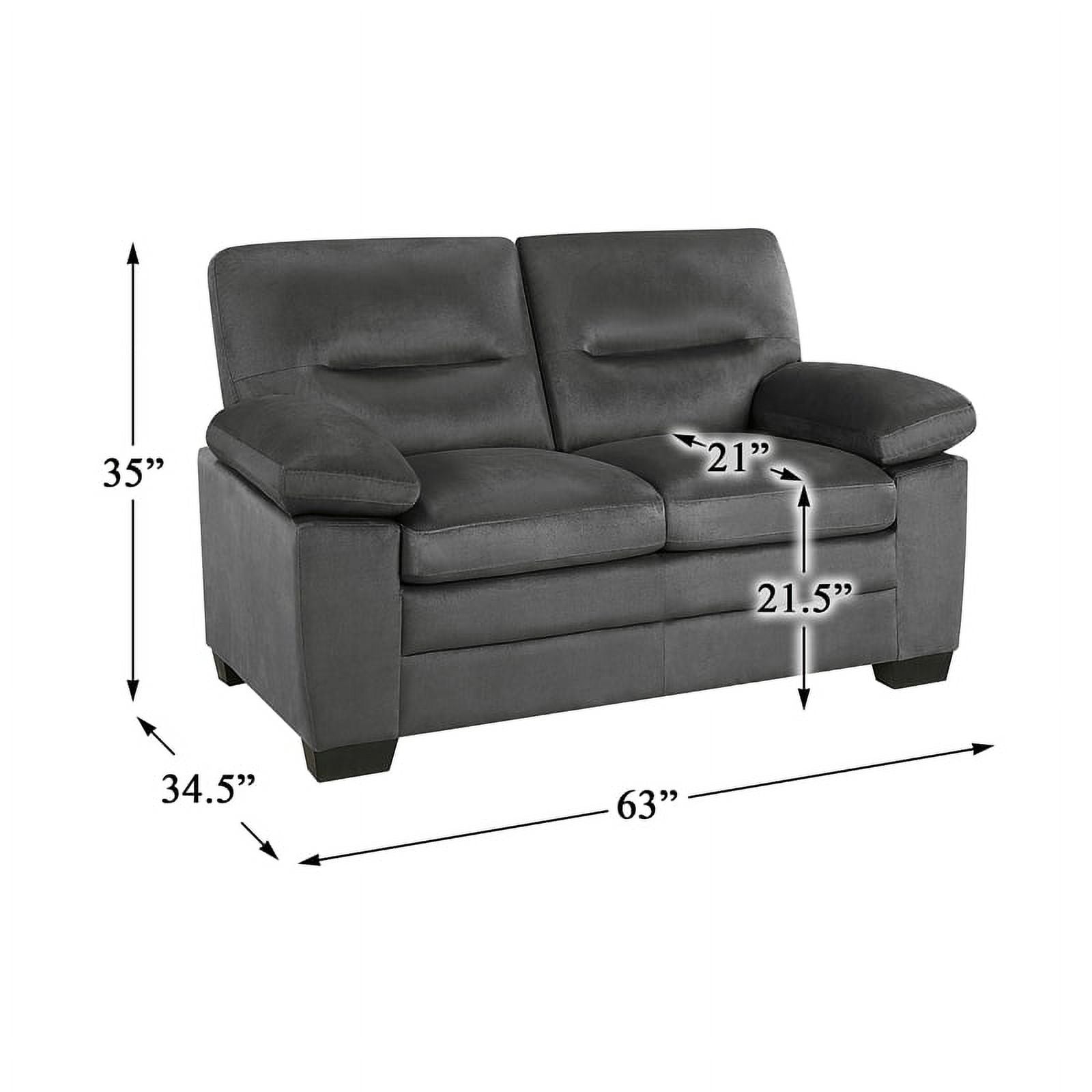 Dark Gray Textured Fabric 2-Piece Upholstered Sofa Set I624083